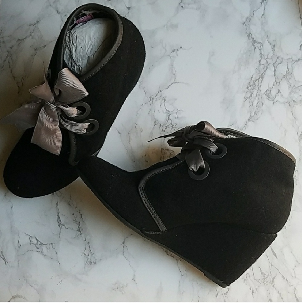 Black Wedge Booties